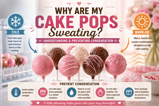 Cake pops with surface condensation illustrating why cake pops sweat and how to prevent moisture.