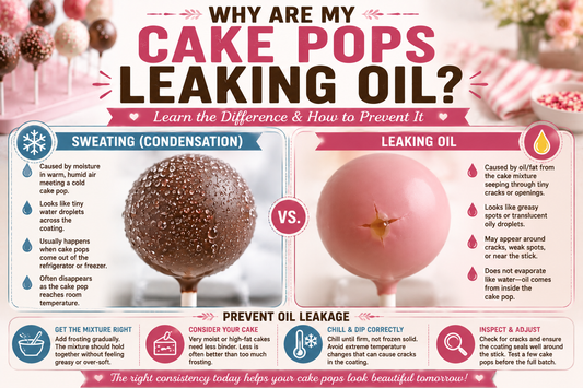 Cake pops with oily spots illustrating why cake pops can leak oil through the coating.