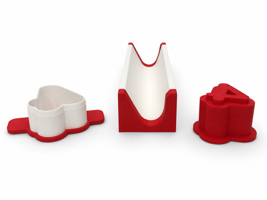 Number 4 cake pop mold set components with matching mold, press tool, cutter, and 6-inch tray.