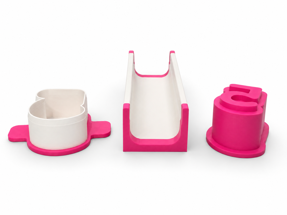 Number 5 cake pop mold set components with matching mold, press tool, cutter, and 6-inch tray.