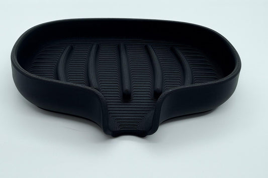Self-draining leaf soap dish for bathroom or kitchen sink