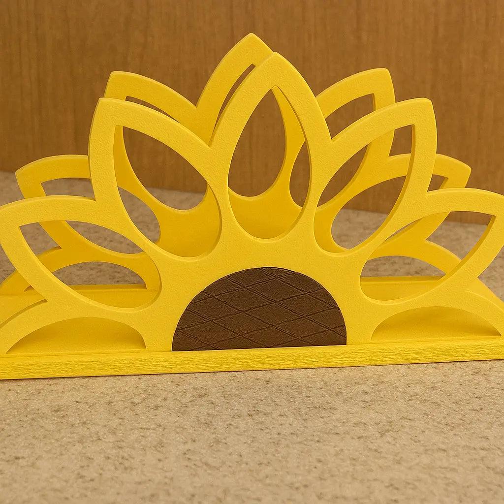 Triangle Sunflower Napkin Holder: Rustic Farmhouse Table Decor.