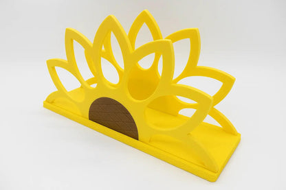Triangle Sunflower Napkin Holder: Rustic Farmhouse Table Decor.