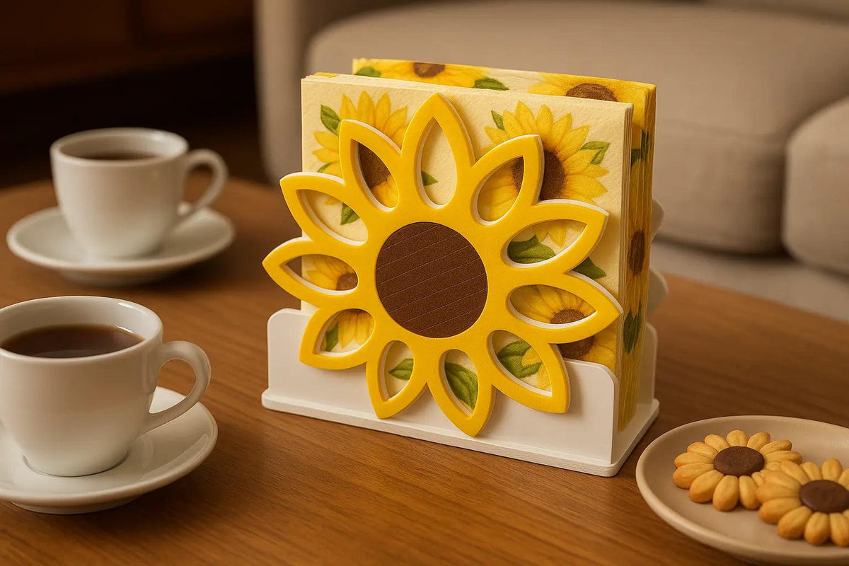 Square Sunflower Napkin Holder – Bright & Cheerful Tabletop Accent.