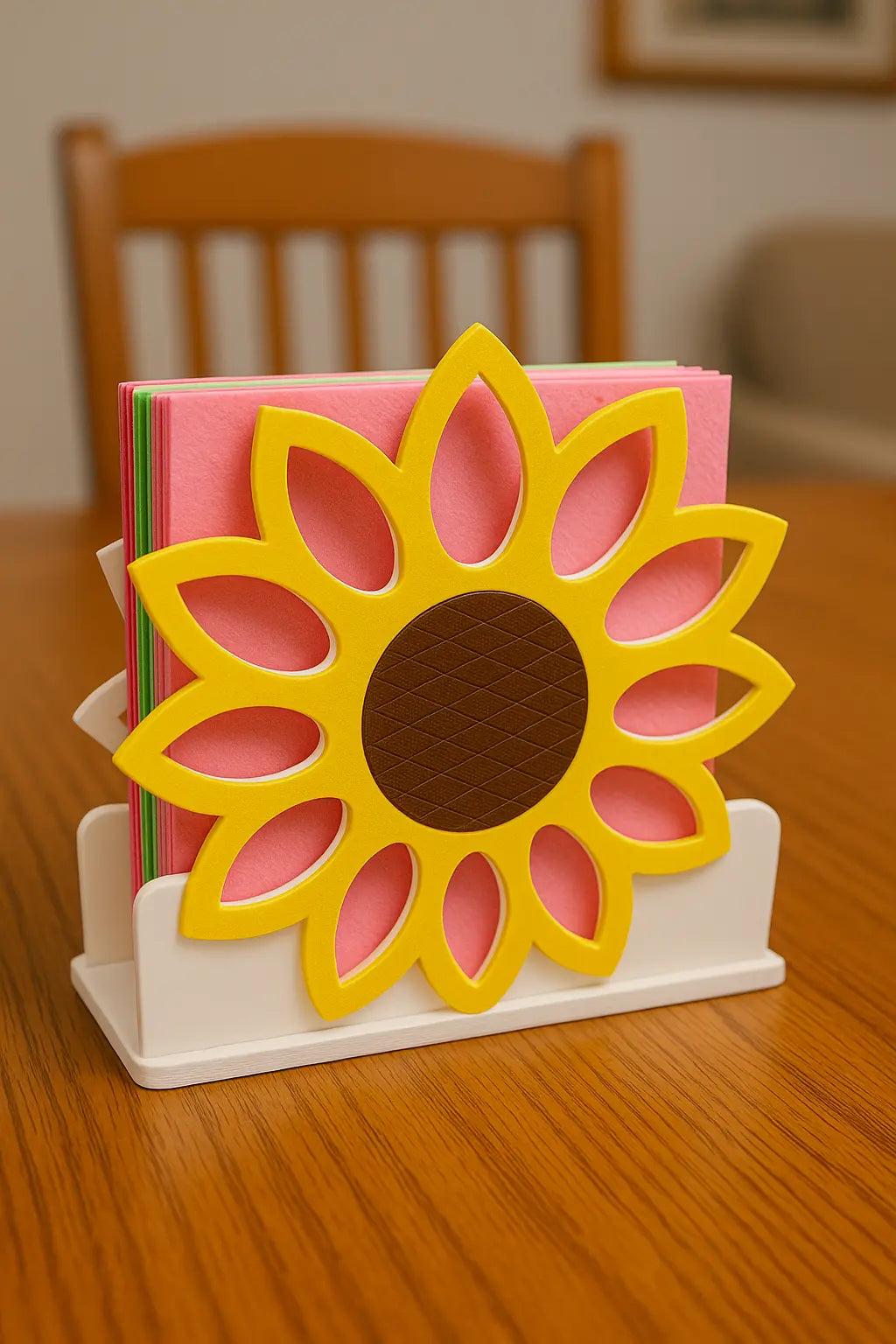 Square Sunflower Napkin Holder – Bright & Cheerful Tabletop Accent.