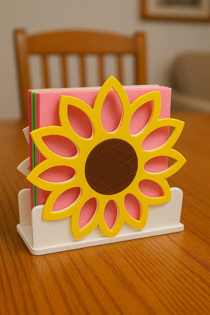 Square Sunflower Napkin Holder – Bright & Cheerful Tabletop Accent.