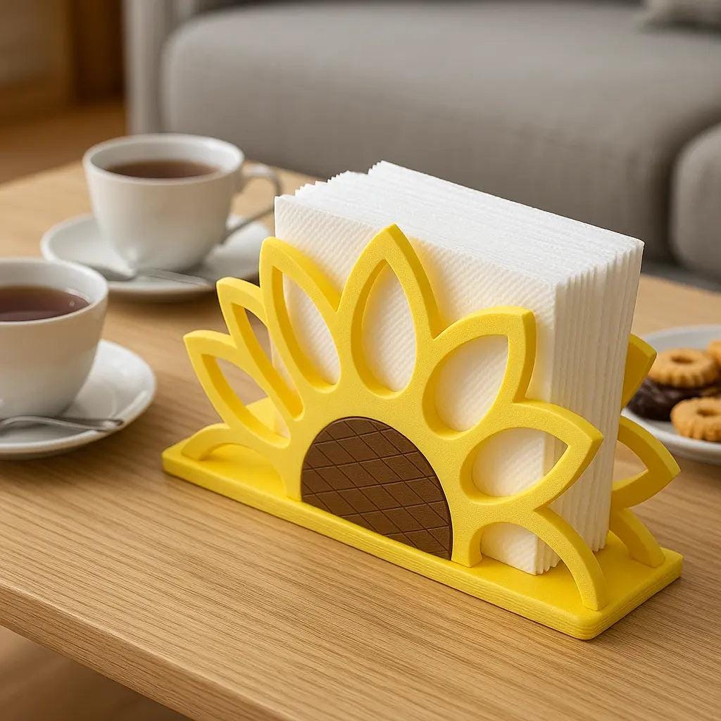 Triangle Sunflower Napkin Holder: Rustic Farmhouse Table Decor.