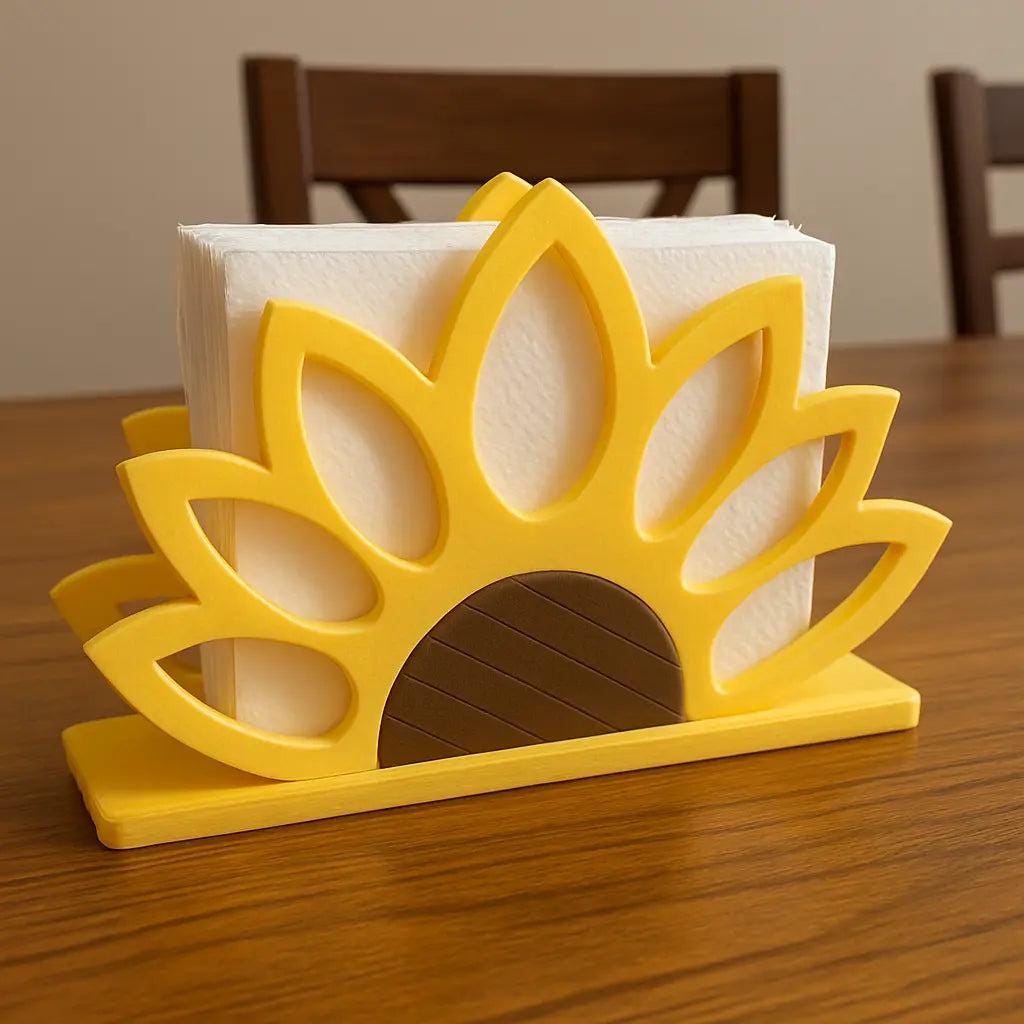 Triangle Sunflower Napkin Holder: Rustic Farmhouse Table Decor.