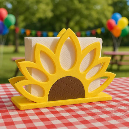 Triangle Sunflower Napkin Holder: Rustic Farmhouse Table Decor.
