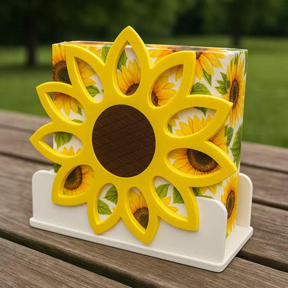 Square Sunflower Napkin Holder – Bright & Cheerful Tabletop Accent.