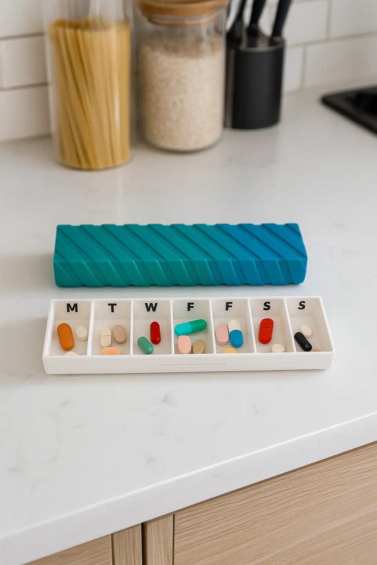 Ridge Texture Slim Pill Case.