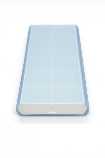 Smooth texture duo pill case for twice-daily medication organization.