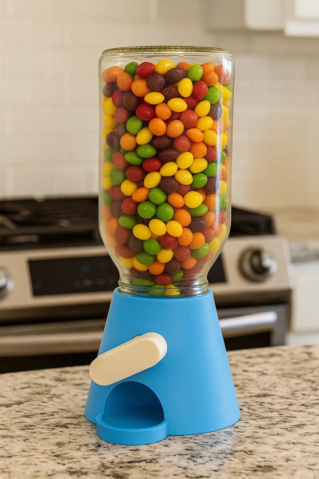 Candy Dispenser – Jelly Jar Treat Dispenser with Turn Lever.
