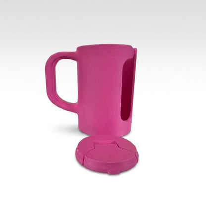 12 oz soda and beer can holder with built-in handle and optional matching lid