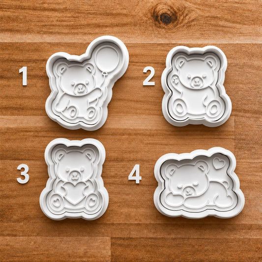 Teddy Bear Cookie Molds ~ Stuffed Bear Polymer Clay Cutters ~ Cute Teddy Bears ~ Gifts for Kids ~ Kids Snacks ~ Cookie.