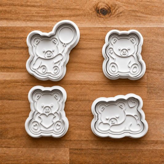 Teddy Bear Cookie Molds ~ Stuffed Bear Polymer Clay Cutters ~ Cute Teddy Bears ~ Gifts for Kids ~ Kids Snacks ~ Cookie.