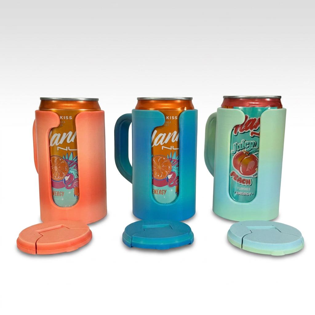 8.4 oz Alani Nu mini can holder with built-in handle and optional matching lid