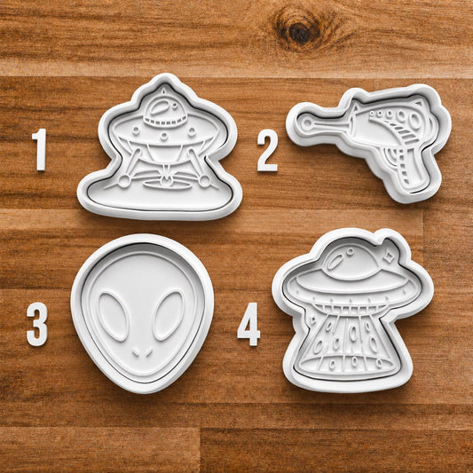 Alien Cutters ~ Area 51 Cookie Cutter ~ Alien Abduction Polymer Clay Cutter ~ Alien Head ~ Science Fiction Gifts ~.