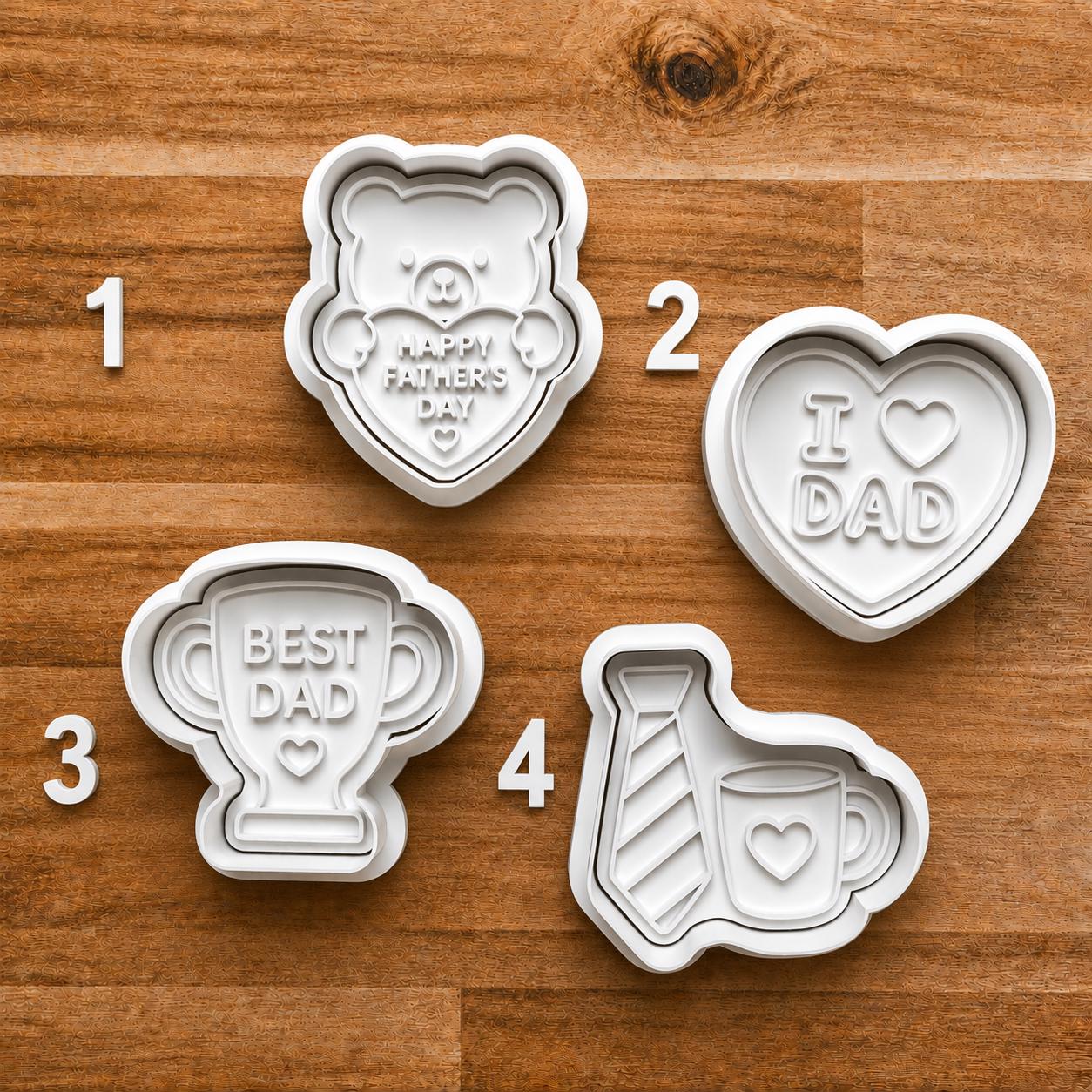 Father's Day Cookie Cutter and Clay Stamp ~ Best Dad Ever ~ #1 Dad ~ Gifts for Dad ~ Fathers Day Treat~ Happy Father's Day ~ Love Dad ~ 3D