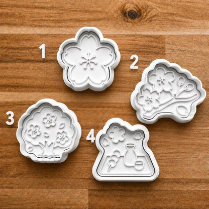 Japanese Hanami Cherry Blossom Cookie Cutter Stamp Set | Baking Crafting Tool