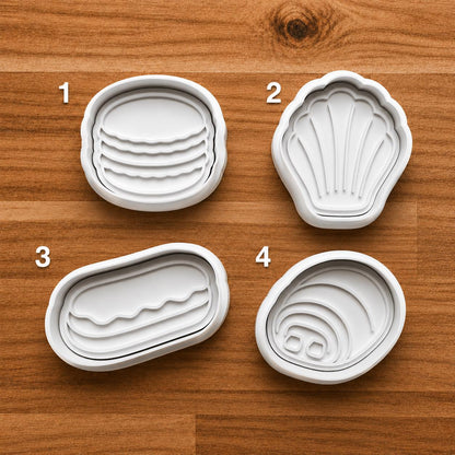 Pastel Dessert Cookie Cutter Set | Macaron Cake Rainbow and Shell Clay Cutters | Cute Fondant Tools | Sweet Treat Baking Set