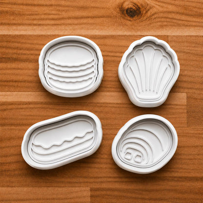 Pastel Dessert Cookie Cutter Set | Macaron Cake Rainbow and Shell Clay Cutters | Cute Fondant Tools | Sweet Treat Baking Set