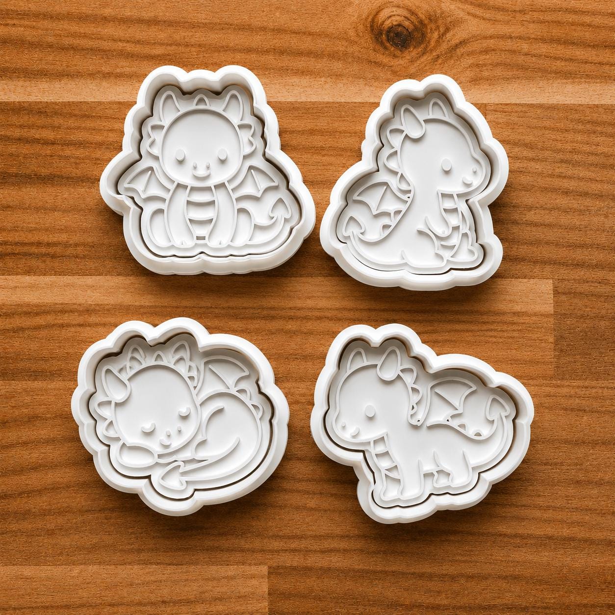 Cute Dragon Cookie Cutter Set | Kawaii Baby Dragon Clay Cutters | Fantasy Fondant Tools | Magical Baking Supplies
