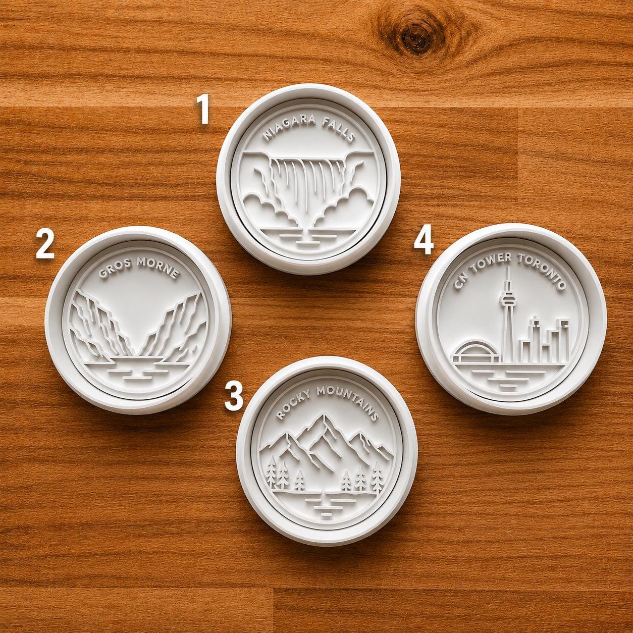 Canada Landmark Cookie Cutter Set | Niagara Falls, CN Tower, Rockies and Gros Morne Clay Cutters | Travel Inspired Fondant Tools