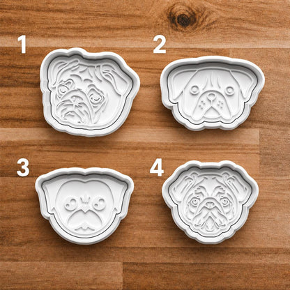 Pug Dog Cookie Cutter Set, Bulldog Clay Cutter Bundle, Puppy Face Cookie Stamp, Polymer Clay Cutter, Dog Lover Baking Tool, Pet Treat Cutter