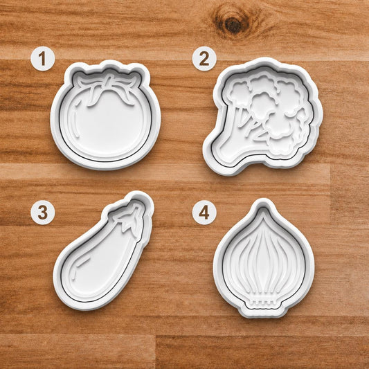 Vegetable Clay Cutter Set with Matching Stamps.
