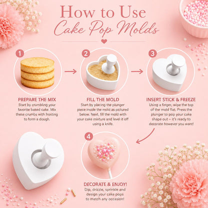 Flower Cake Pop Mold with Pop Press Tool | Floral Cake Pop Maker | Chocolate Mold | Spring Party Treats & Dessert Decorating