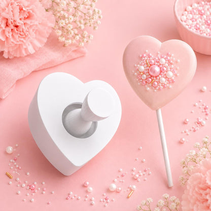 Heart Cake Pop Mold with Pop Press Tool | Heart Shaped Cake Pop Maker | Chocolate Candy Mold | Valentine's Day & Party Treats