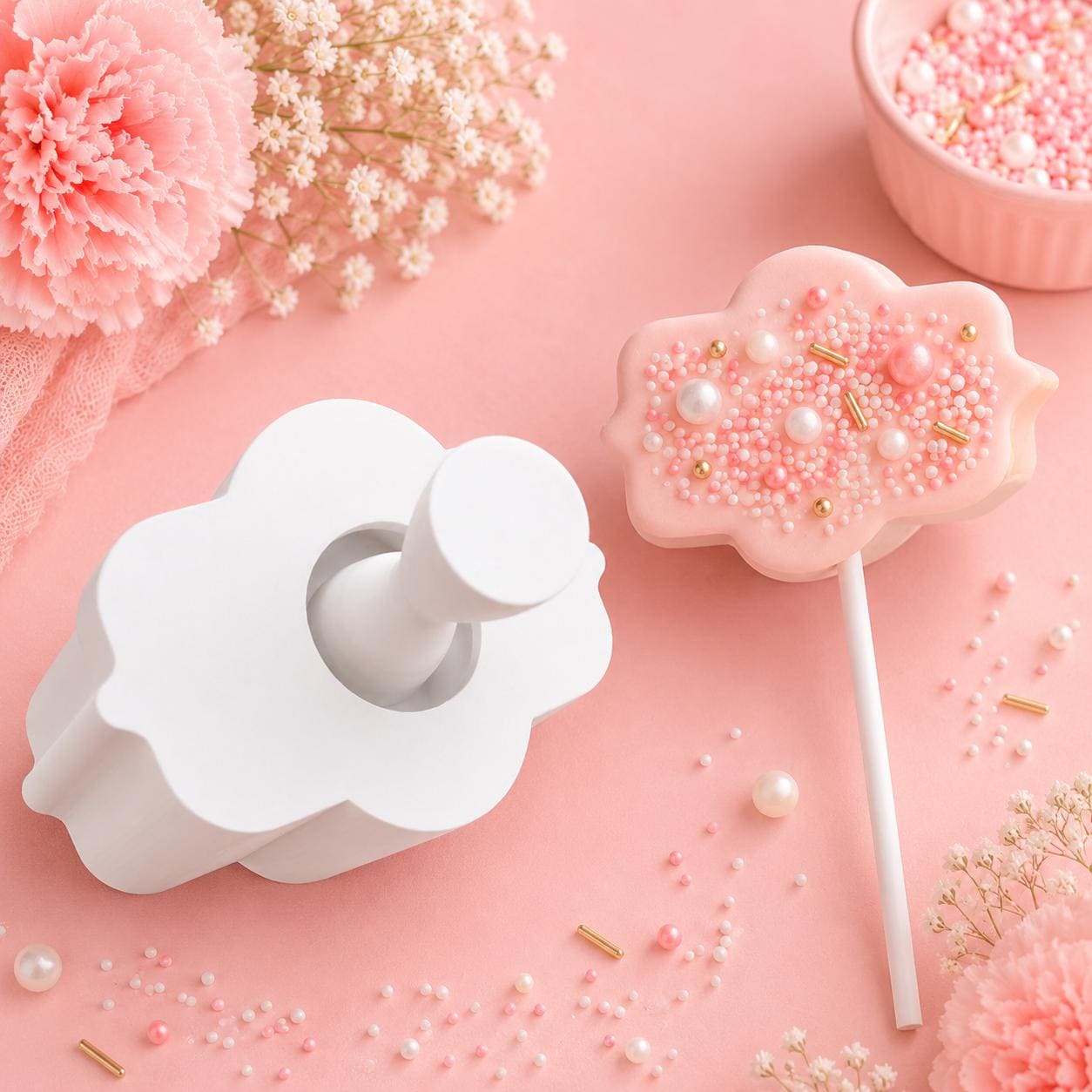 Scalloped Plaque Cake Pop Mold with Pop Press Tool | Decorative Cake Pop Maker | Chocolate Candy Mold | Party Dessert Decorating
