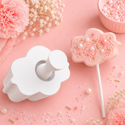 Scalloped Plaque Cake Pop Mold with Pop Press Tool | Decorative Cake Pop Maker | Chocolate Candy Mold | Party Dessert Decorating