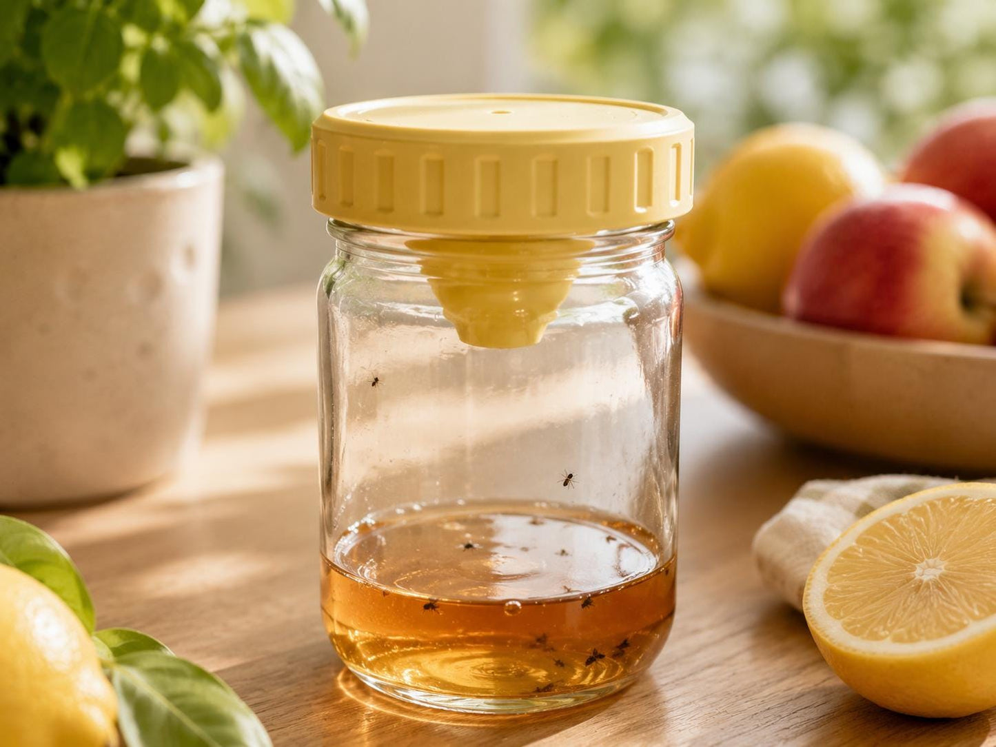 Mason Jar Fruit Fly Trap Lid, Reusable Fruit Fly Catcher, Kitchen Gnat Trap, Vinegar Bug Trap, Pest Control Solution, Eco Friendly Fly Trap