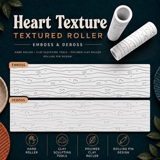 Whimsical Hearts Texture Roller showing the textured rolling surface and pattern.