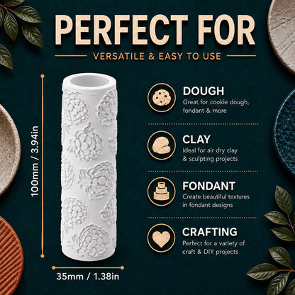 Raspberry Berry Texture Roller | Emboss & Deboss Pattern | Polymer Clay Tool | Fondant Roller | Clay Texture Stamp