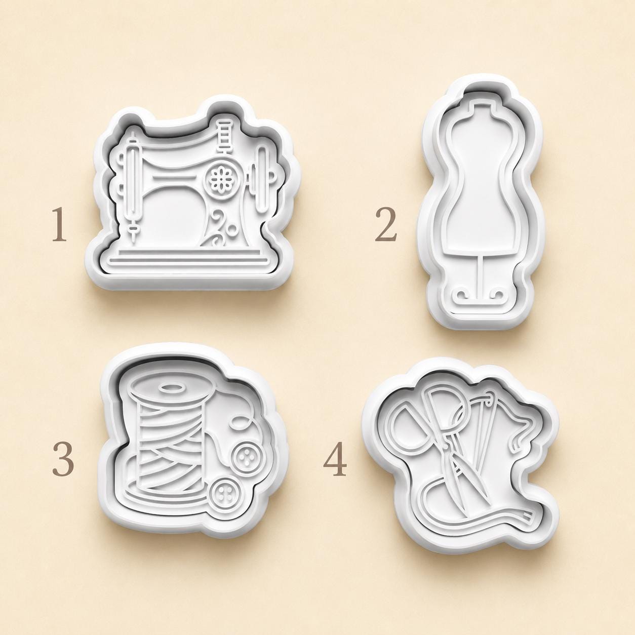 Sewing Cookie Cutter Set | Vintage Sewing Machine Dress Form Thread Spool Scissors Cookie Stamps | Quilter Gift | Sewing Theme Cookies