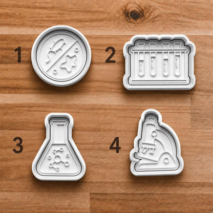 Science Lab Cookie Cutter Set | STEM Cookie Cutters | Microscope Flask Test Tube Petri Dish | Baking & Clay Cutter Set
