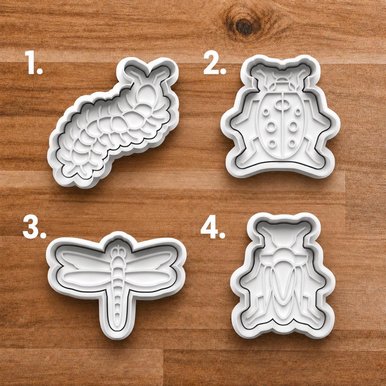 Bug Cookie Cutter Set | Caterpillar Ladybug Dragonfly Fly Insect Cutters | Spring Garden Baking | Clay Cutter Stamp Set