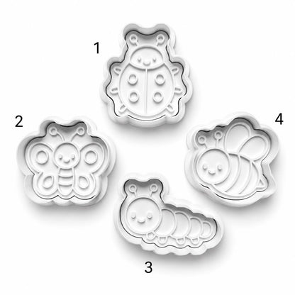 Bug Cookie Cutter Set | Butterfly Bee Ladybug Caterpillar Cookie Cutters | Spring Garden Cookie Stamp Set | Kids Baking Party Favor