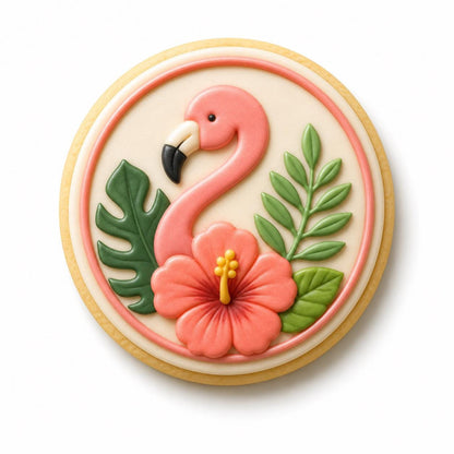 Tropical Cookie Cutter Set with Matching Stamps | Flamingo Cookie Cutter | Hibiscus Flower Cookie Cutter | Palm Tree Beach Cookie Cutter Set