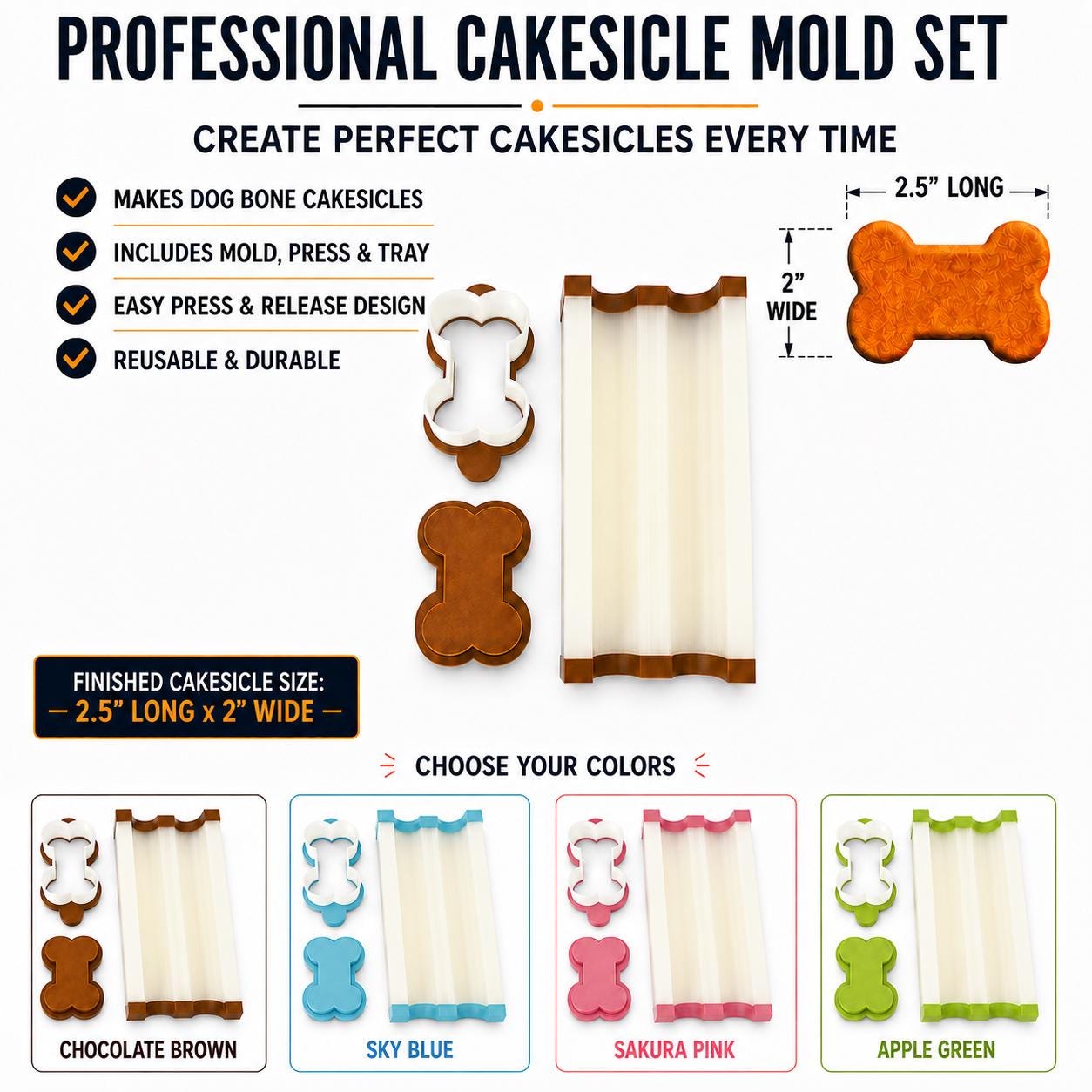 Dog Bone Cake Pop Mold | Cake Pop Press and Popper | Bone Shaped Treat Mold | Baking Tool | Fondant and Cookie Dough Mold