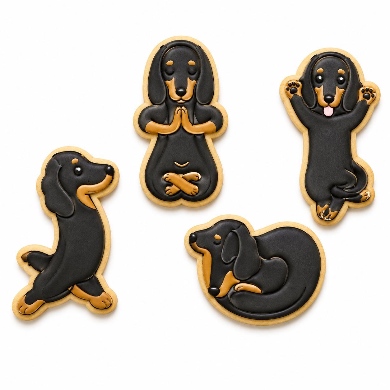 Dachshund Yoga Cookie Cutter Set, Wiener Dog Cookie Cutters, Meditation Dog Cookies, Royal Icing Cutter Stamp Set, Dog Lover Baking Gift