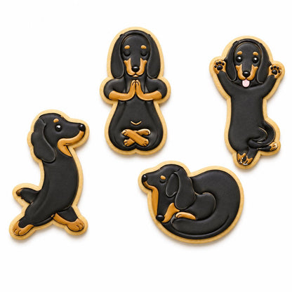 Dachshund Yoga Cookie Cutter Set, Wiener Dog Cookie Cutters, Meditation Dog Cookies, Royal Icing Cutter Stamp Set, Dog Lover Baking Gift
