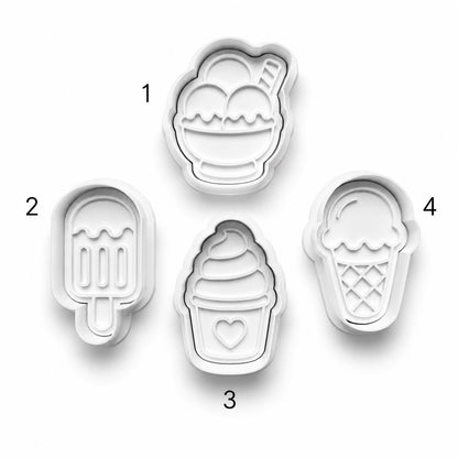 Ice Cream Cookie Cutter Set | Summer Dessert Cookie Cutters | Popsicle, Ice Cream Cone, Sundae & Cupcake Shapes | Sweet Treat Baking Set