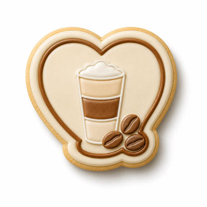 Latte Macchiato Cookie Cutter Set | Coffee Cookie Cutters with Stamp | Barista Theme Cookies | Coffee Lover Gift | Cafe Baking Decor