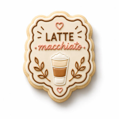 Latte Macchiato Cookie Cutter Set | Coffee Cookie Cutters with Stamp | Barista Theme Cookies | Coffee Lover Gift | Cafe Baking Decor