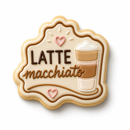Latte Macchiato Cookie Cutter Set | Coffee Cookie Cutters with Stamp | Barista Theme Cookies | Coffee Lover Gift | Cafe Baking Decor