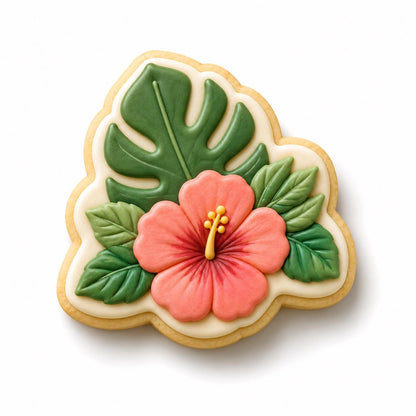 Tropical Cookie Cutter Set with Matching Stamps | Flamingo Cookie Cutter | Hibiscus Flower Cookie Cutter | Palm Tree Beach Cookie Cutter Set